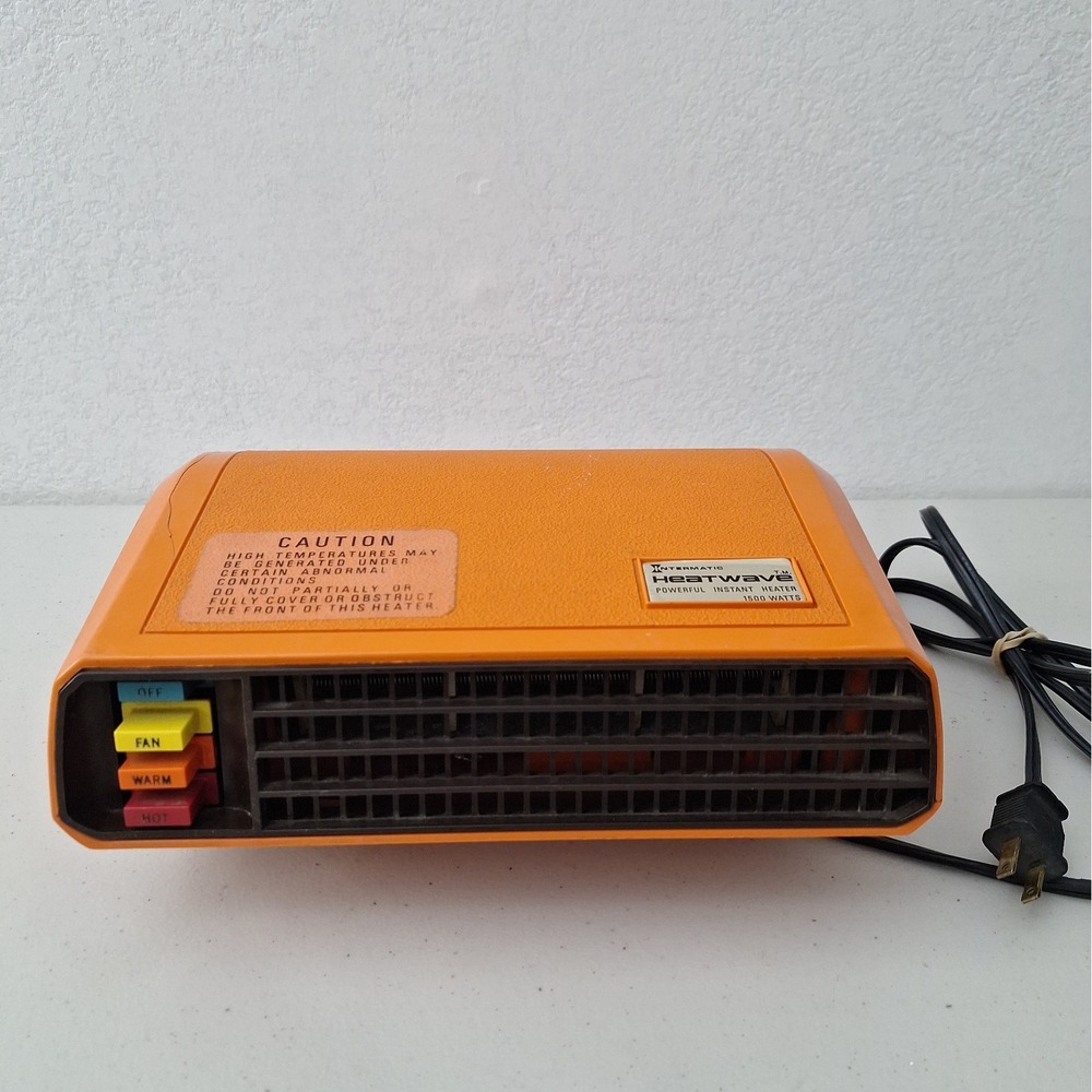 Vintage Mid Century Orange Intermatic Heatwave Portable Space Heater WORKS Desc.